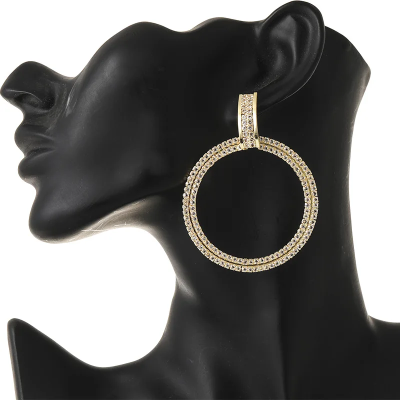 

LiuXSP 2019 High Quality Earrings Crystal Circle Big Earrings Wedding Party Gift Jewelry Still Personality Ladies Drop Earrings