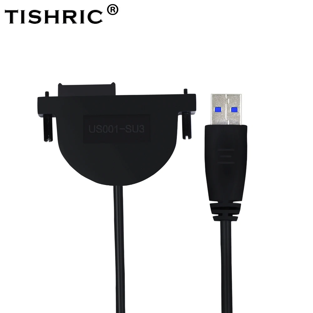 

TISHRIC USB 3.0 to Mini SATA III 3 7+6 13Pin Adapter Cable External Optical Drive Converter For Laptop CD-ROM DVD With LED