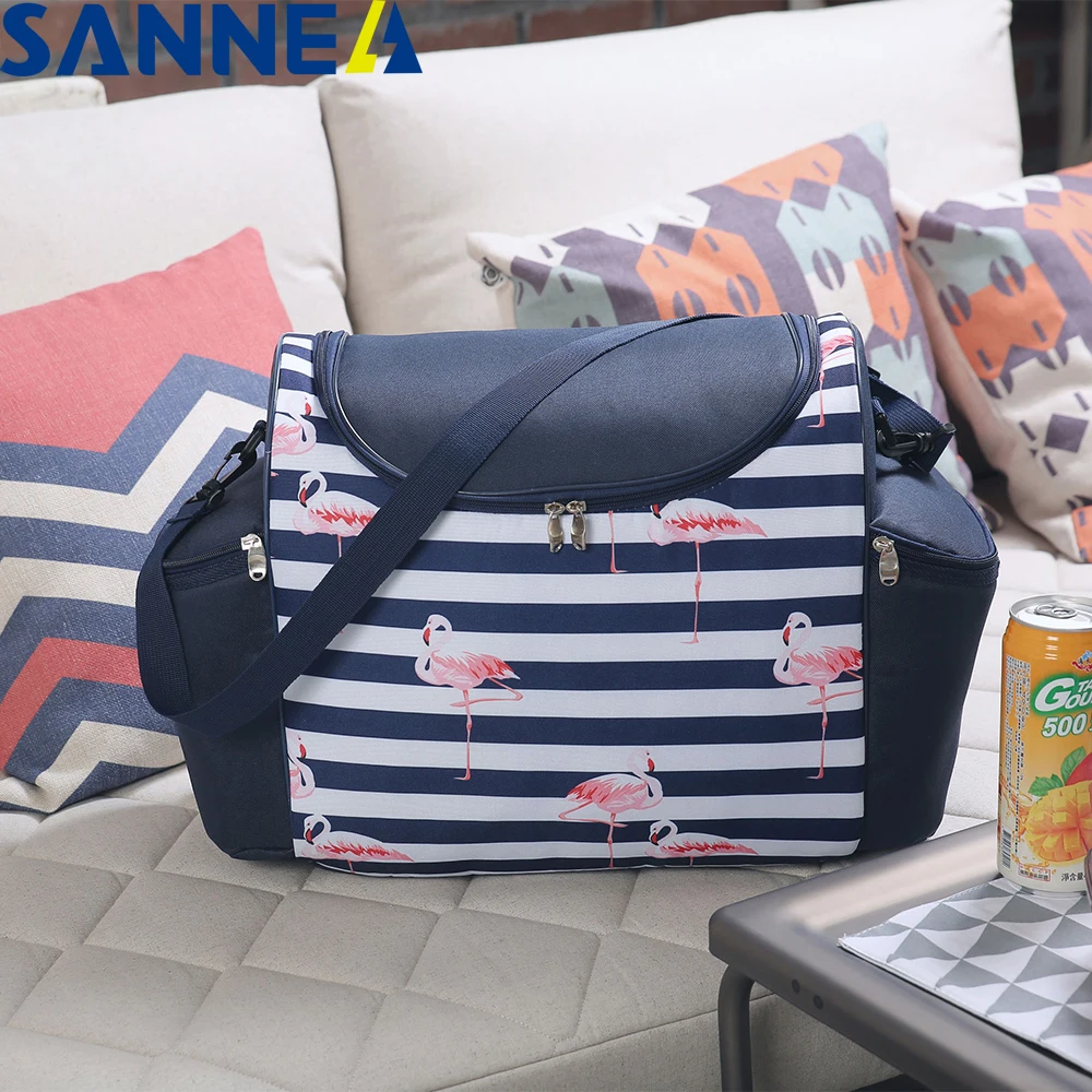 SANNE 33L Large Capacity Thermal Lunch Bag Picnic for Family Flamingo Fashion Portable Multifunction Waterproof Cooler Bag picnic family спирали 10 шт