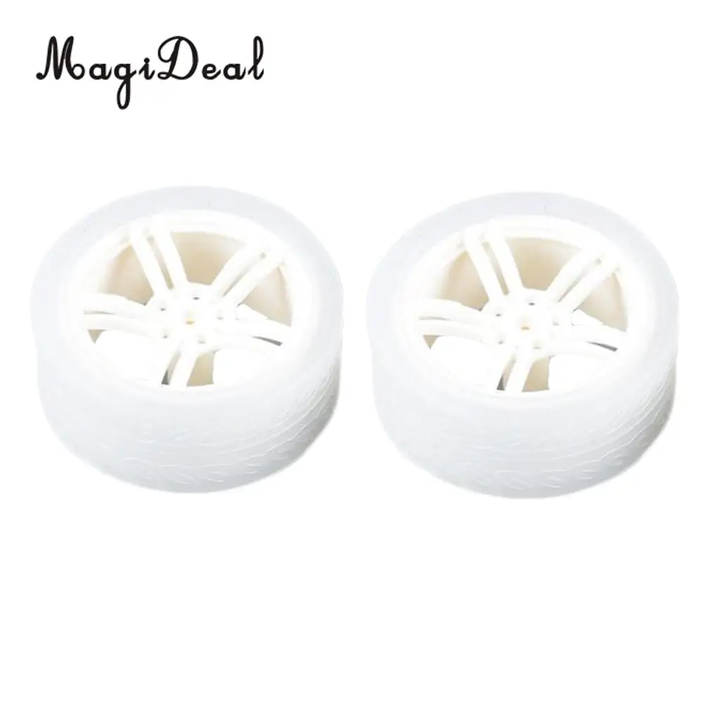 MagiDeal 2Pcs DIY Rubber Plastic Motor Wheel Tyre Tire for Smart Robot Car wheels Handmade Crafts RC Motor Car Parts Toys