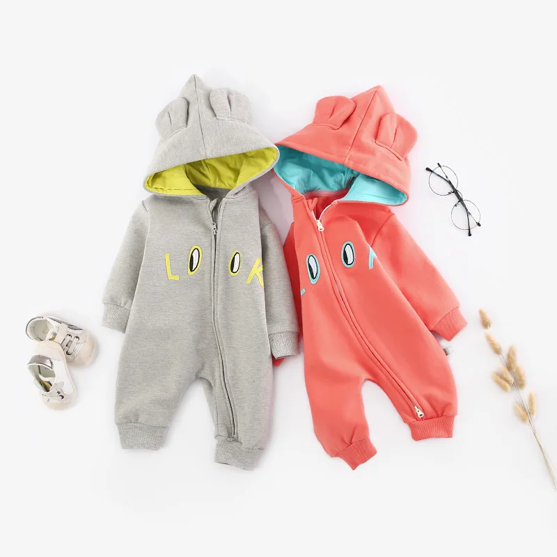 

Limited Quantities Fall&Winter Thin Velvet Fashion Letters Baby Clothes Baby Onesie Baby Romper Boutique pink romper Hooded