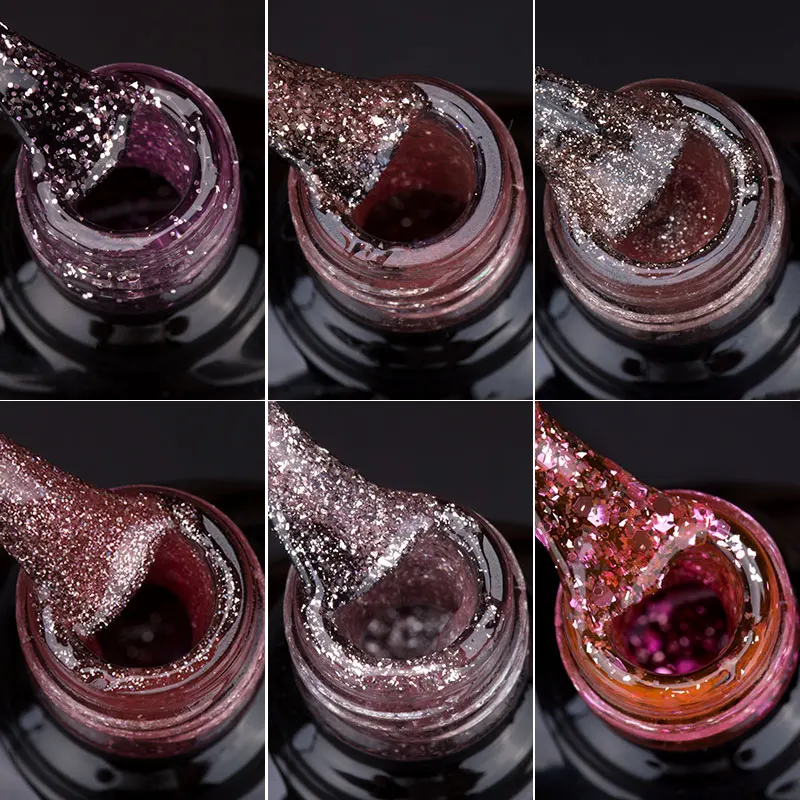 УФ гель для ногтей Modelones Starry Rose Gold блестящий Блестящий светодиодный долговечный