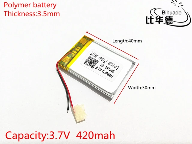 Lithium Ion Polymer Battery with Short Cable - 3.7V 420mAh