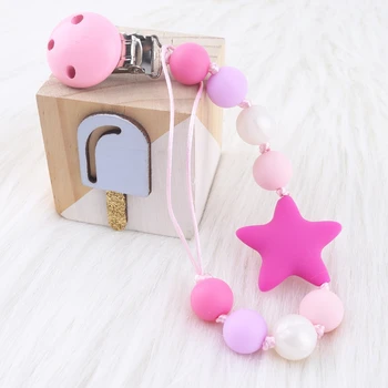 

Let's Make Silicone Star Beads 1PC Pacifier Chain Pacifier Clip Holder Dummy Girls And Boys Shower Gift Silicone Baby Teether