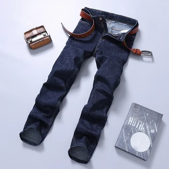 

2019 New Business Casual Mens Jeans Cotton Stretch Classic 5 Pockets Male Denim Pants High Quality Spring Autumn Jeans Men