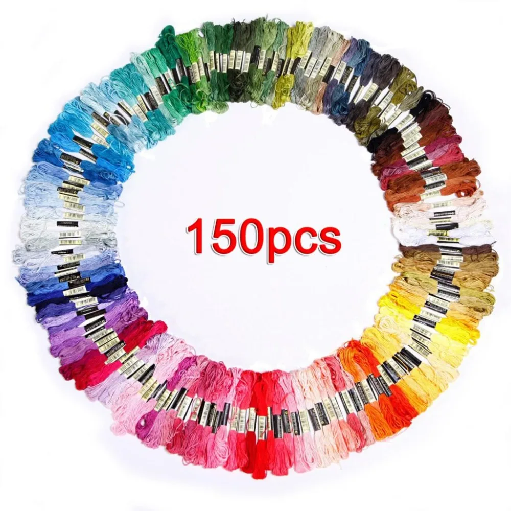 

150 skeins of multicolored embroidery thread for cross-stitch