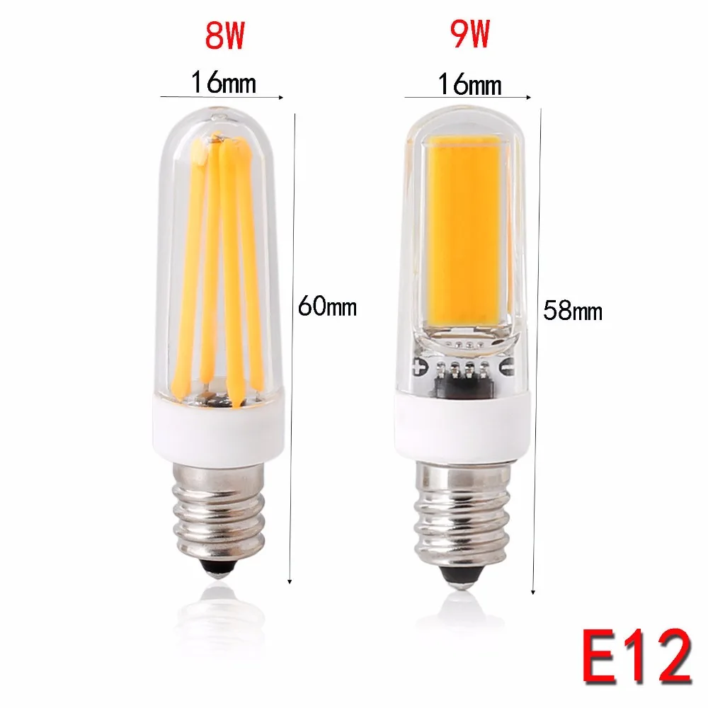 E12 E14 затемнения силиконовый чехол с украшением в виде кристаллов светодиодный Кукуруза лампы COB светодиодный светильник 4 Вт 8 Вт 9 Вт мини светодиодная лампа накаливания 220V 110V Высокая Мощность Свеча светильник Инж
