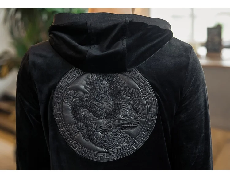 Zongke китайский дракон, вышивка, мужская куртка с капюшоном, модная бархатная уличная куртка-бомбер, мужская куртка, пальто, осень