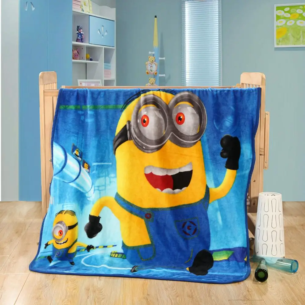 

Cute Cartoon Mininons Blanket Coral Fleece Blankets For Children Gift lanket air/sofa/bedding Soft 100x140cm Size