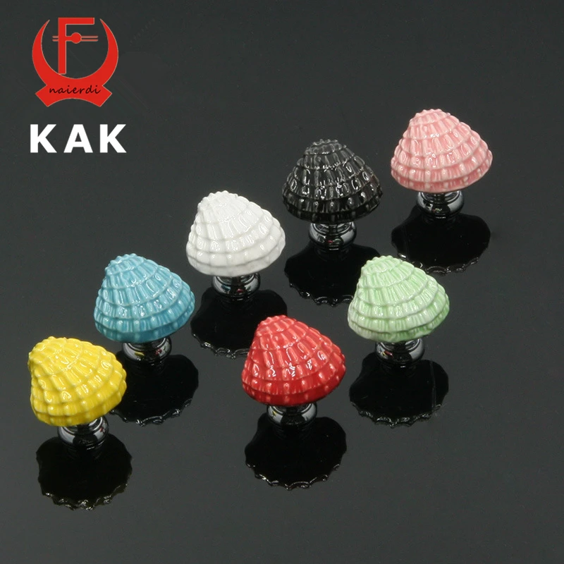 

KAK 10PCS Ceramic Ocean Shell Drawer Knobs Mediterranean style Cabinet Cupboard door handles Novelty Fashion Furniture Handles