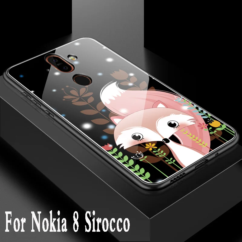 Чехол для Nokia 8 Sirocco Роскошный чехол из закаленного стекла с милым мультяшным