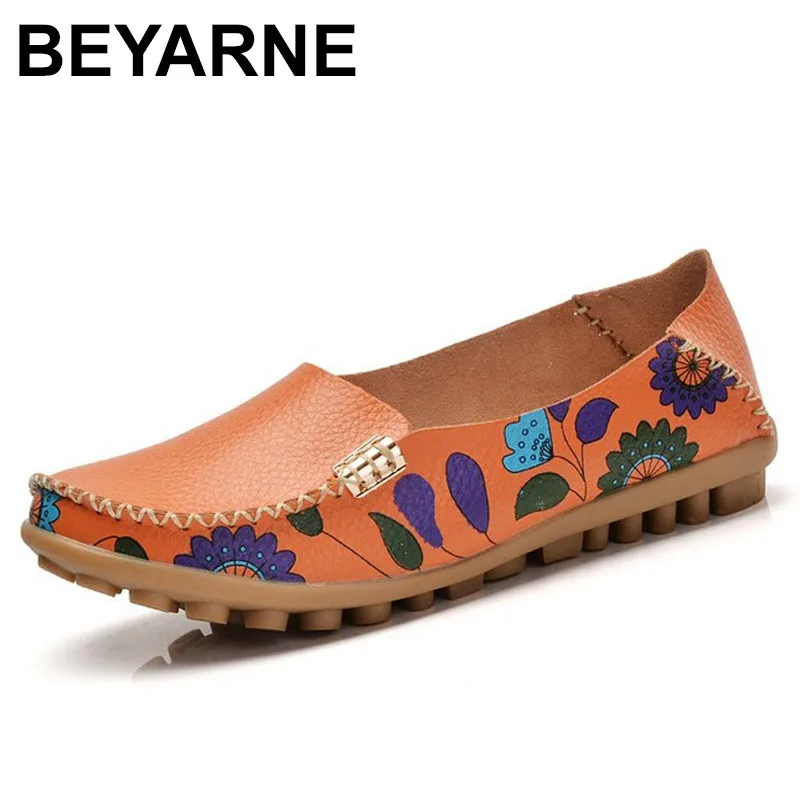 BEYARNE/2018 Весенняя женская обувь из натуральной кожи Балетки без застежки Женская