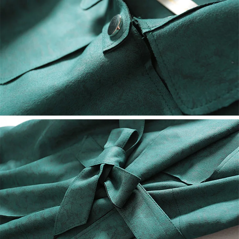 Высокое качество осень длинный замшевый плащ кардиган с поясом ветровка пальто женская верхняя одежда с длинным рукавом M146