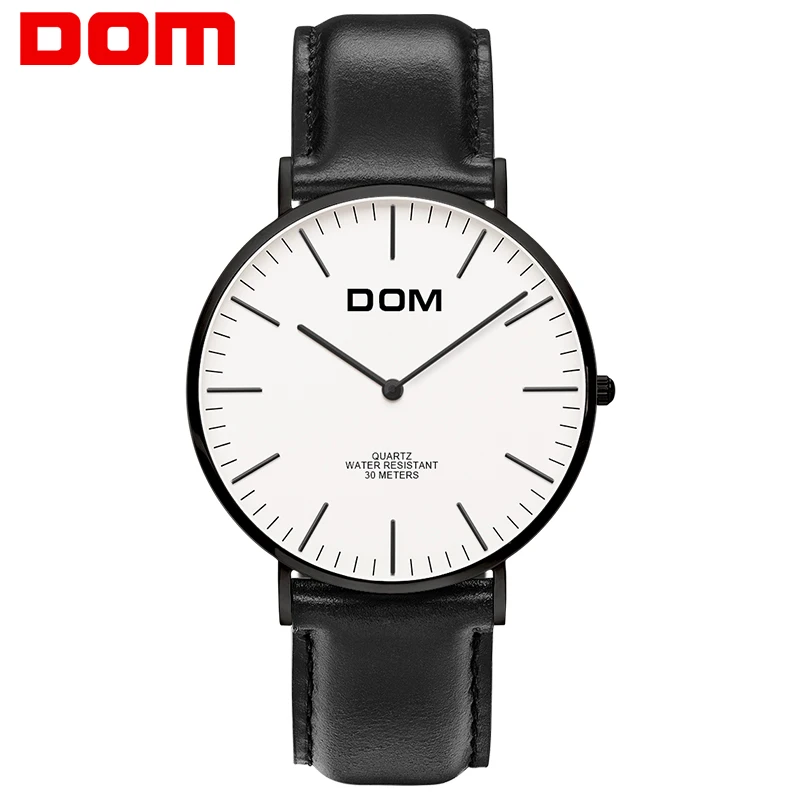 

Watch men DOM Brand Luxury Quartz watch Casual Simple leather strap ultra thin boy school student male wristband clock M-36D-1M