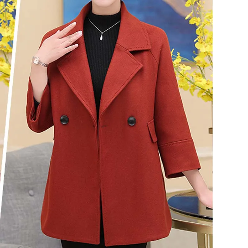 Large size Middle aged and new fashion winter mothers wear solid color