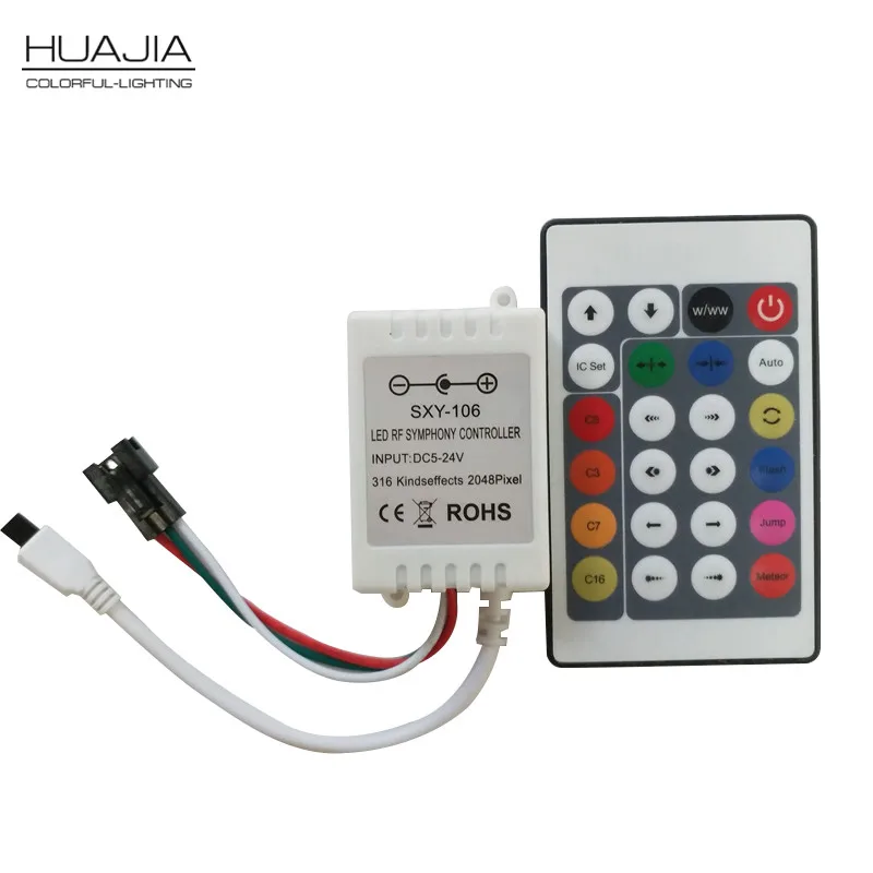

1x 24Key DC5-24V IR Remote Controller WS2812B Contoller WS2811 200 Change Max 1-512 Pixel LED Controller