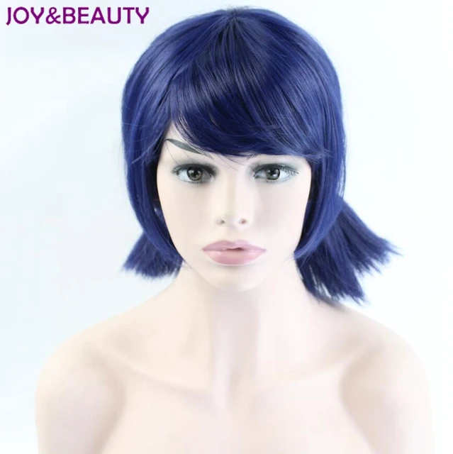 Miraculous Ladybug Wigs Peluca Marinette Girls Women Cosplay Double Ponytail Braids Short Straight Wig Blue Hair 38cm