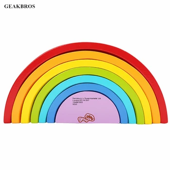 

Wooden Block Rainbow Kids Children Building Blocks Wooden Toys Baby Early Learning Educational Montessori Toy Child Gift
