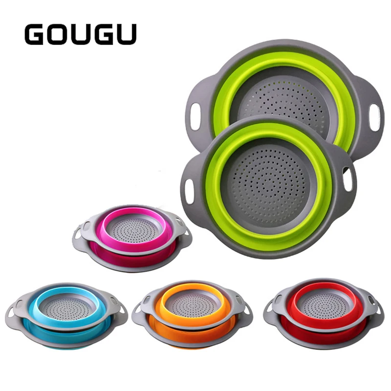 Foldable Drain Basket Colander Fruit Vegetable Washing Basket Strainer Collapsible Drainer With Handle Kitchen Storage Tools 1PC|Colanders & Strainers| - AliExpress