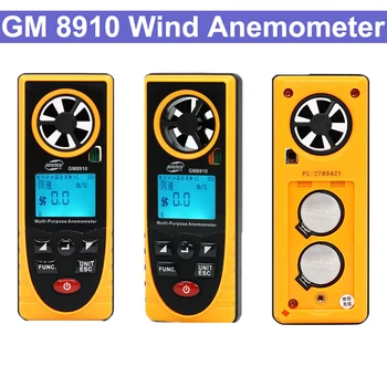 

GM8910 Wind Speed Temperature Gauge Anemometer Wind Speed Gauge Meter Windmeter 30m/s LCD Digital Hand-held Measure tool