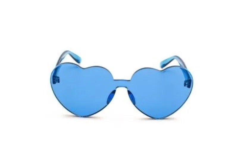 Женские солнцезащитные очки в форме сердца без оправы, цветные солнцезащитные очки с прозрачными линзами, красные, розовые, желтые, женские очки oculos - Цвет линз: 2