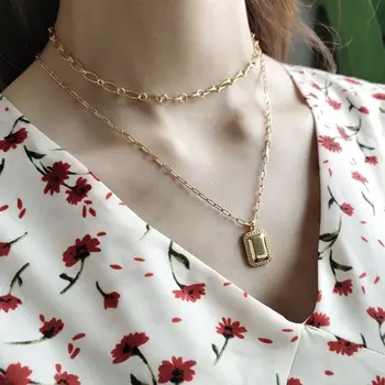 

Silvology 925 Sterling Silver Square Mirror Surface Necklace Gold Glossy Fashionable Pendant Necklace For Women Jewelry Charm