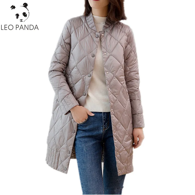 

Women Ultra Light Down Jackets 2018 Autumn Winter Thin White Duck Down Jacket Parka Solid Midi Long Outerwear Female Coat HF483