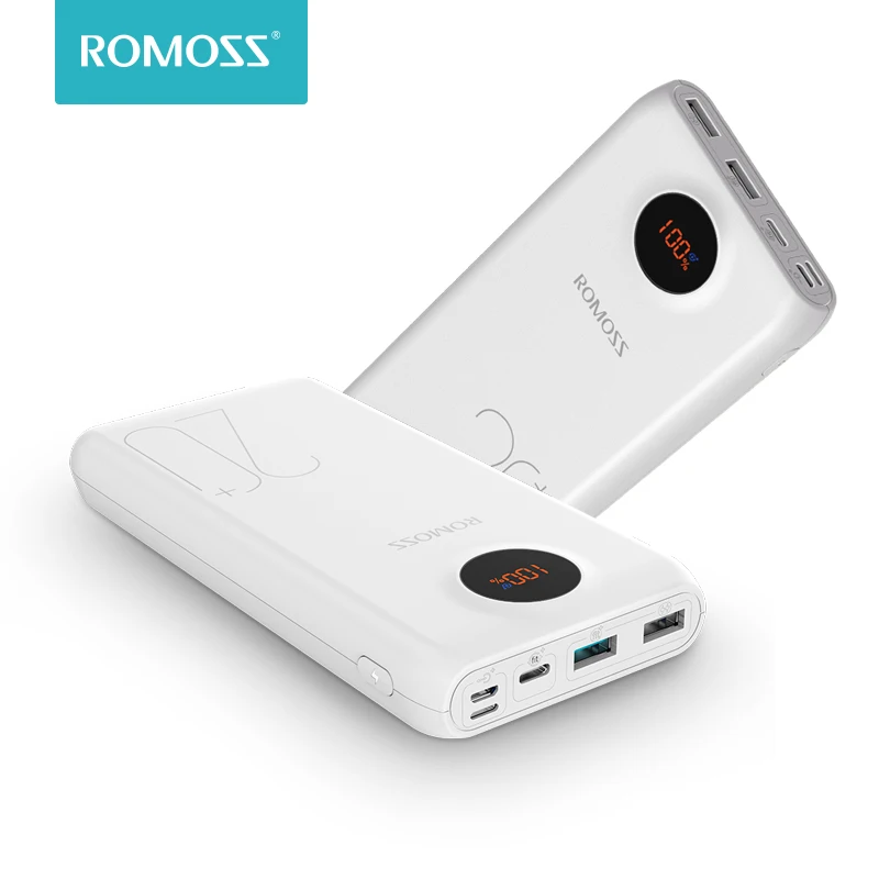 20000mAh ROMOSS SW20 Pro Portable Power Bank Charger External Battery QC3.0 Fast Charging With LED Display For Phones Tablet