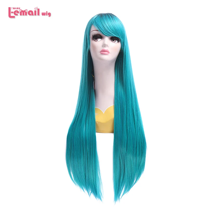 L email wig New Women 80cm Cosplay Wigs Long Straight Mixed Color High