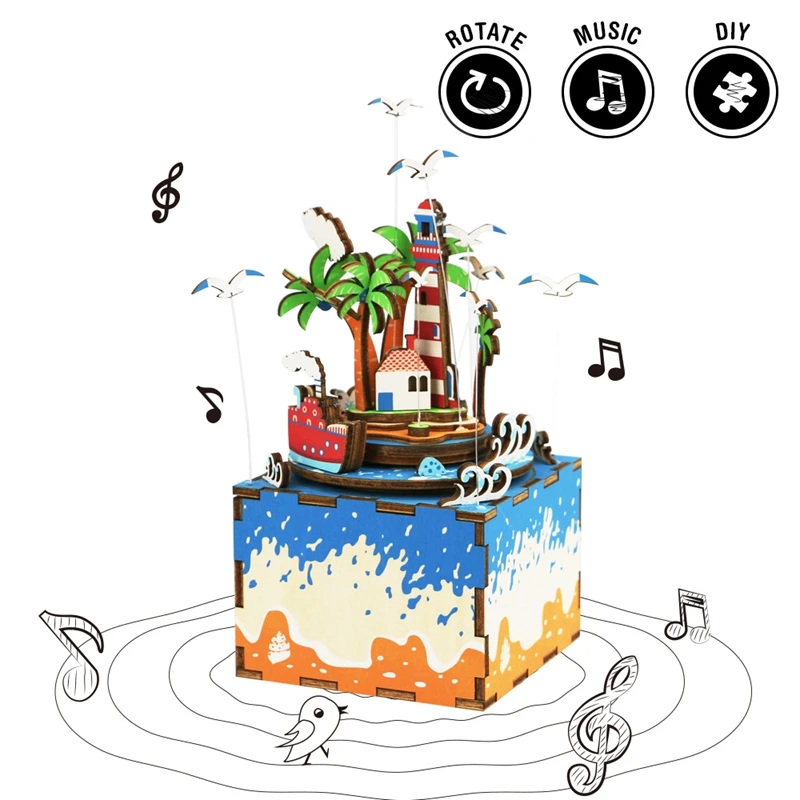 Robotime DIY Профессиональный остров 3D игра деревянная головоломка в сборе вращающаяся музыкальная шкатулка игрушка подарок для детей взрослых AM407