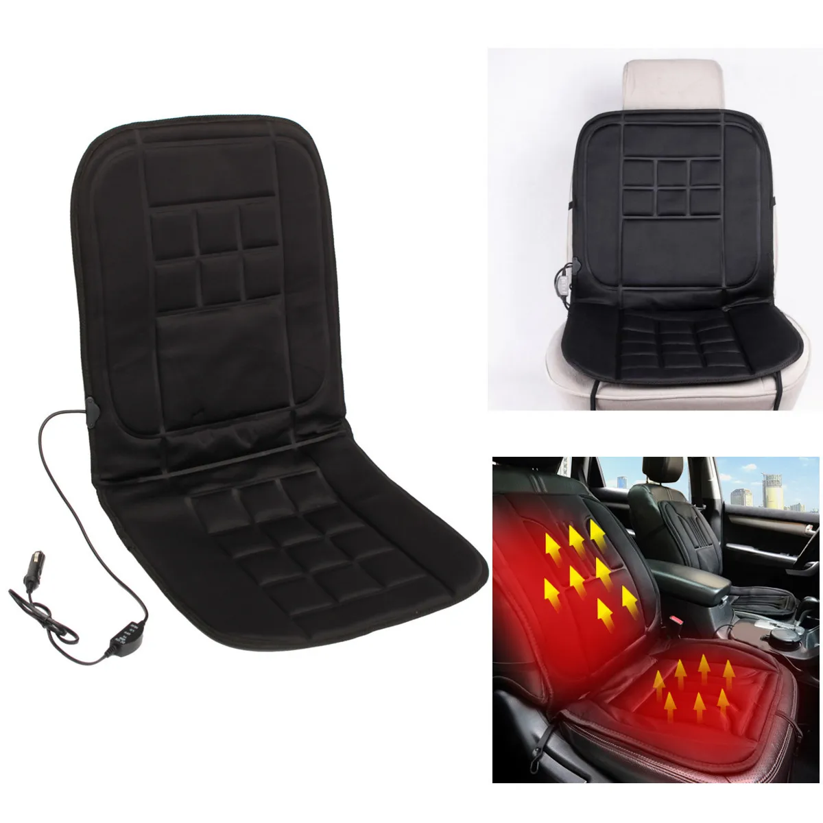 Universal 12V Electric Car Front Seat Heating Cover Padded Thermal