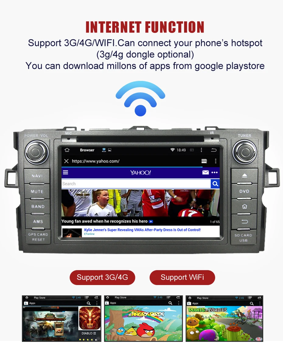 Clearance KANOR 4+32G Octa Core Android 9.0 2din car radio For Toyota Auris With GPS Navigation DVD Bluetooth SWC Audio Car Multimedia 7