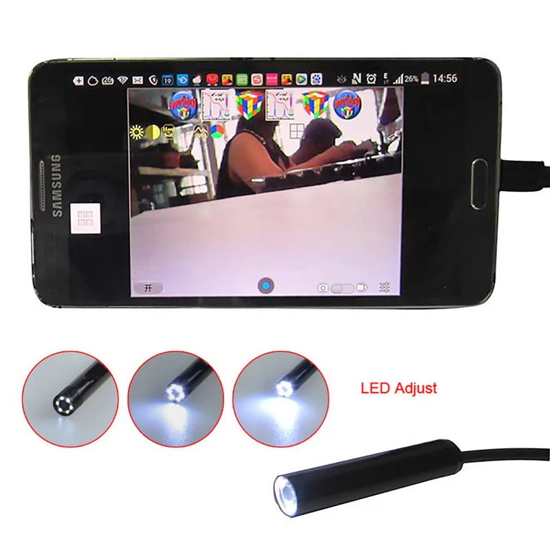 1 шт. 2 м 6-светодиодный 7 мм Android и ПК эндоскоп USB Водонепроницаемый Бороскоп Инспекционная камера