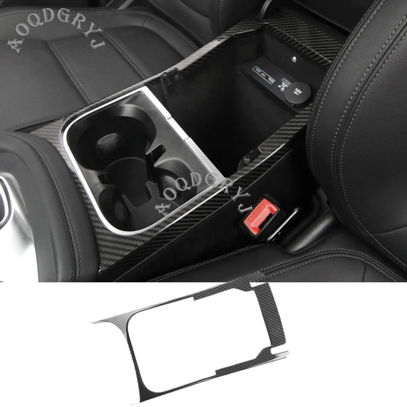 

Dry Carbon Fiber Central control Water cup frame trim cover For Jaguar E-PACE 2018-2019 Car styling