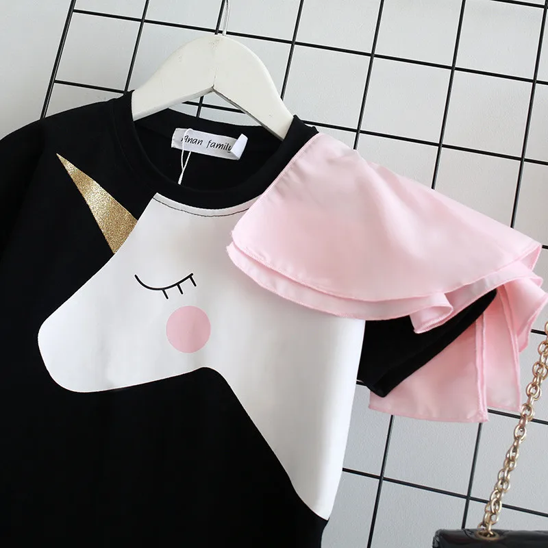 Семейные комплекты; платья для мамы и дочки; платье с единорогом; футболка для мамы; одежда с 3D принтом; E021