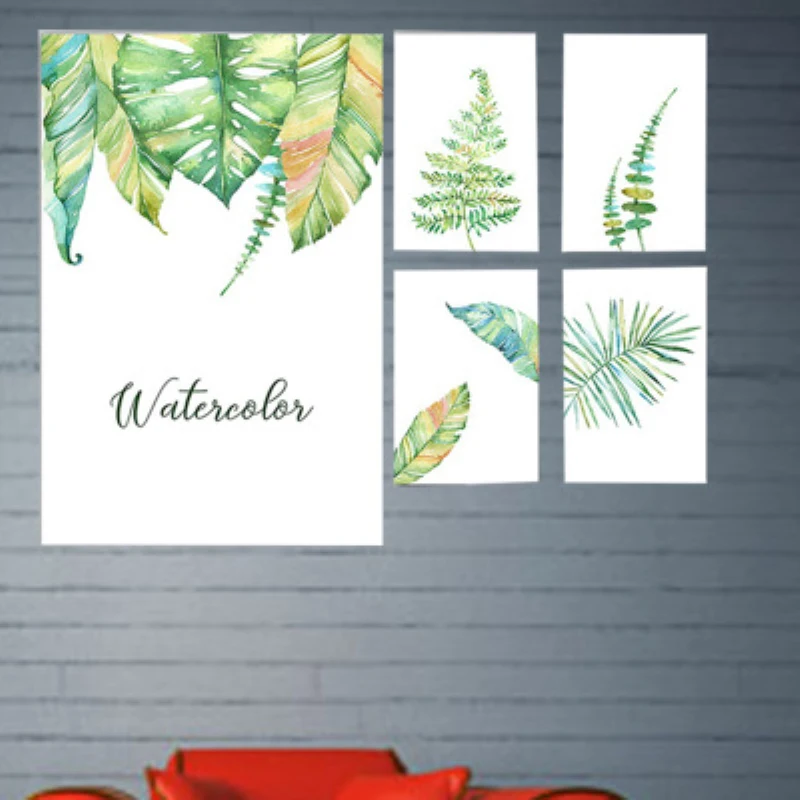 

Nordic Pastoral Green Plant Leaf Wall Art Canvas Painting Posters Print Wall Picture No Frame Living Room Background Wall Decor