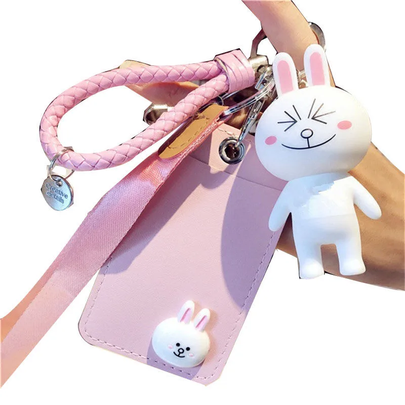 

HNXZXB Name Credit Card Holders Women Men PU Bank Card Neck Strap Card Bus ID holders candy colors Identity badge with lanyard 5