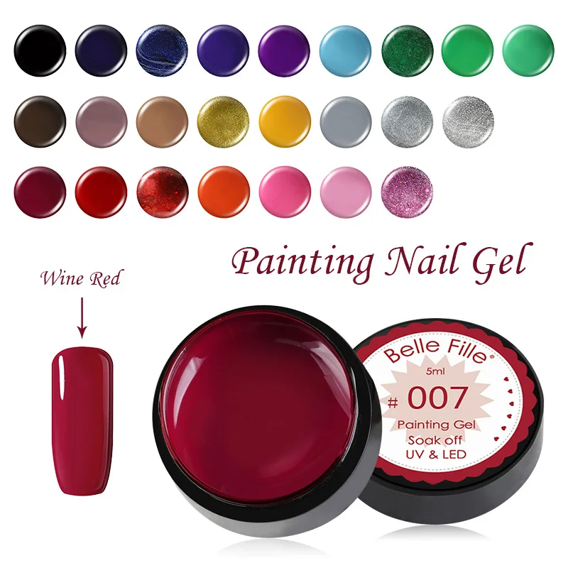 

Belle Fille Color Gel Paint UV Nail Gel Soak Off Nail Art Nail Lacquer Glitter Nail Rainbow Painting Gel Vernis Semi Permanent