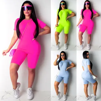 

New Women Ladies Fashion Casual Summer Clothing Set Sleeveless Stitching Summer Tees Top And Shorts Tracksuits 2pcs