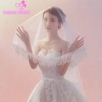 

Aolanes 2018 New Arrival Nature White Grape Appliques Lace Edge Wedding Veil One-layer Bridal Veils Wedding Accessories