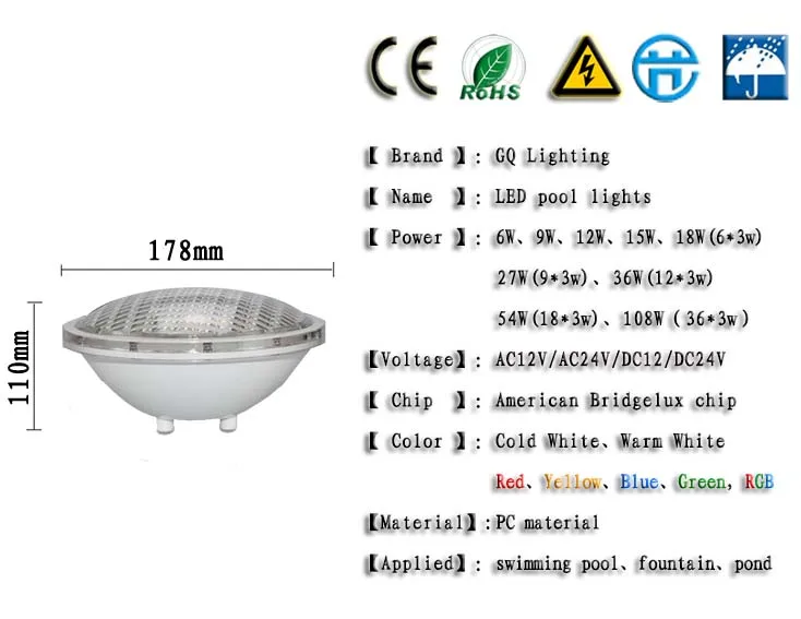 Par56 DC 12V 24V 24W 36W IP68 водонепроницаемый светодиодный свет для бассейна подводный свет для фонтана пруда Светильники для бассейна Теплый Холодный белый лампочка