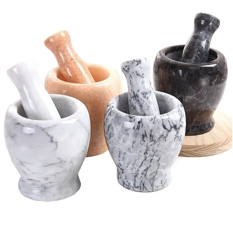  Creative Natural Stone Garlic Press Crusher Masher Mortar Pestle Set Manual Herbs Mill Kitchen Chop - 32980712386