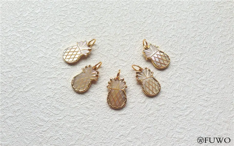 Natural Shell Pineapple Charm Pendant 10