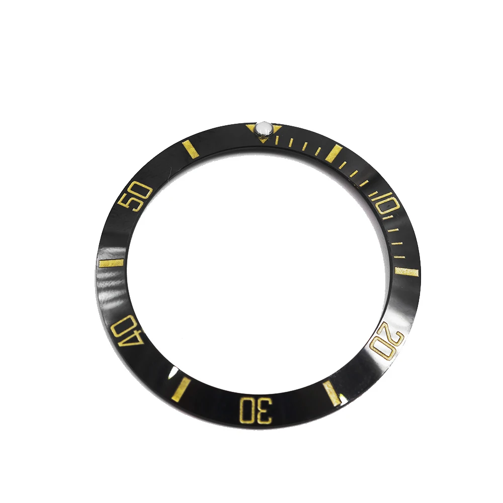CARLYWET Wholesale Replacement Black With Gold Writings Ceramic Bezel 38mm Insert made for Submariner GMT 40mm 116610 LN