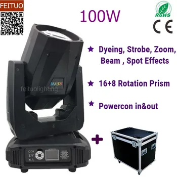 

2pcs with flightcase High Power 100w LED Beam Moving Head Light Lyre Zoom Wash Spot DMX Moving Head Disco Stage Light