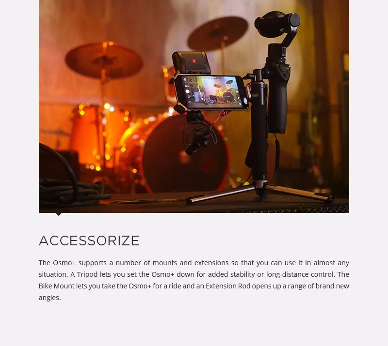 DJI OSMO+ Handheld Gimbal Camera 3 Axis Stabilizer 4K Video 12 Million Pixel Shooting Outdoors Enthusiasts Phantom