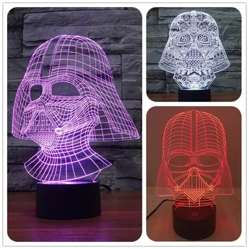 

New Star Wars colorful 3D Black Warrior visual stereo lights LED touch switch lights give children the best gift