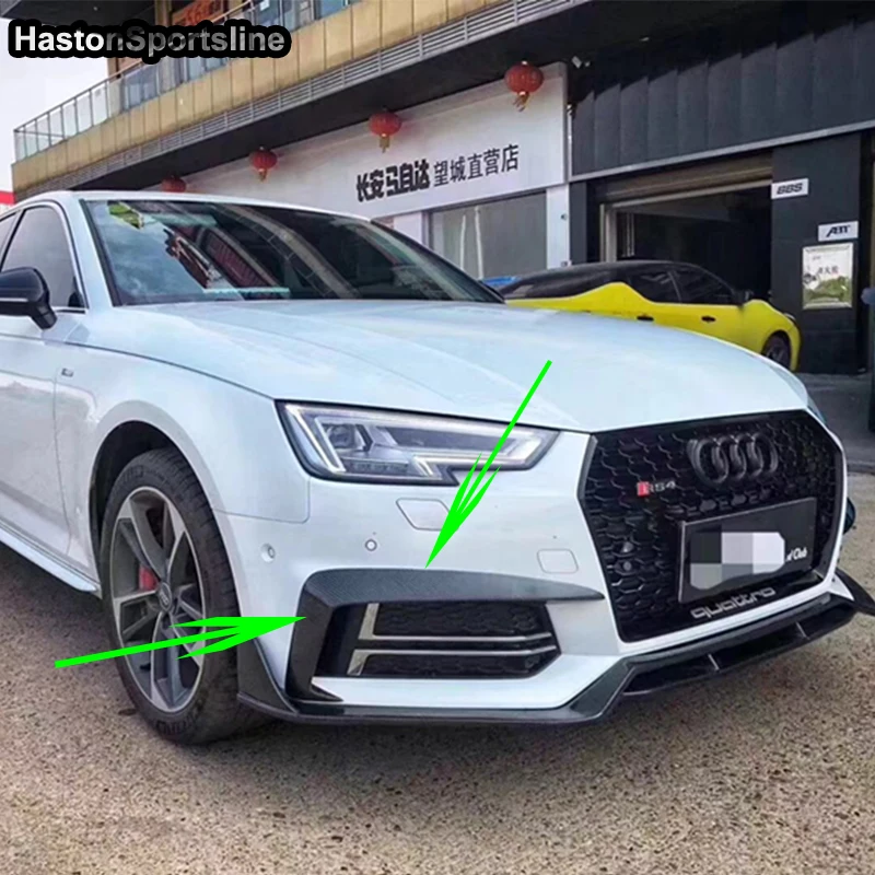 

For Audi S4 Sline B9 Modified Carbon Fiber Front Apron Splitter Front Fog Lamp Fin Auto Accessories 2017 2018 2019
