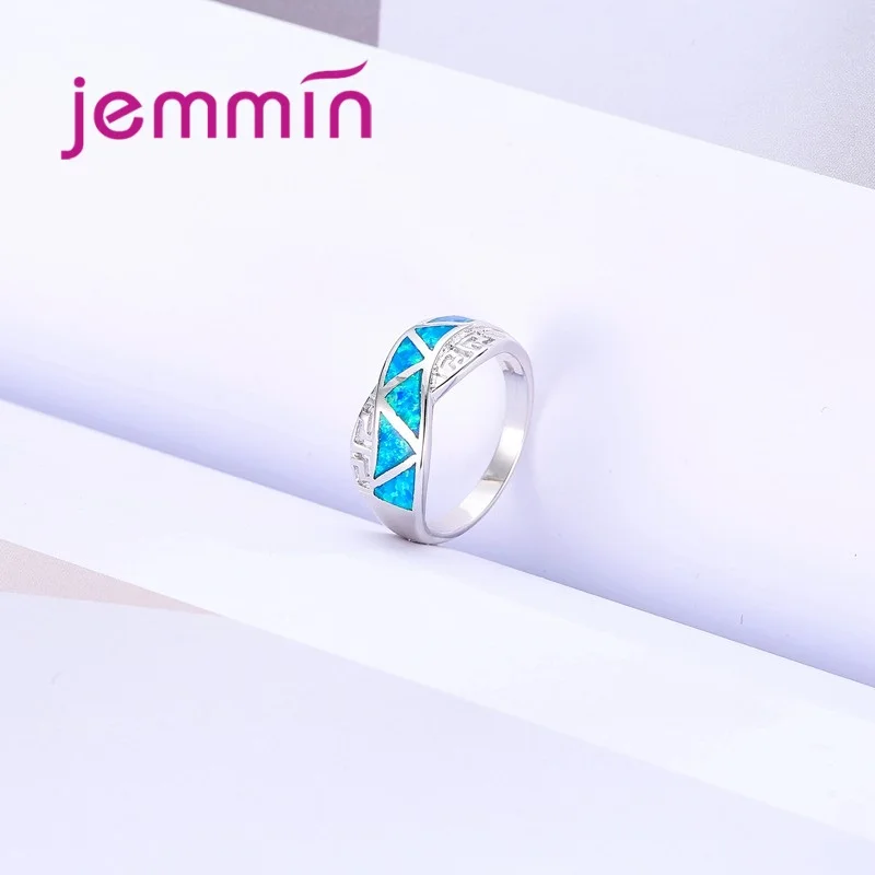 Модное кольцо с голубым огненным опалом, серебряное обручальное кольцо для мужчин и женщин, хорошее ювелирное изделие, подарки