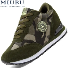 Miubu кожи и парусины Материал Женская обувь дамы Повседневное осень Туфли без каблуков камуфляж женщина повысить Обувь Chaussure Femme